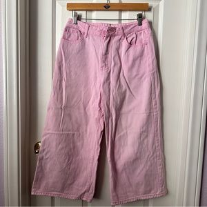 Lazy Oaf Pink Cropped Wide Leg Jeans